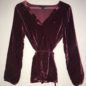 Faux-Wrap Top in Drapey Velvet